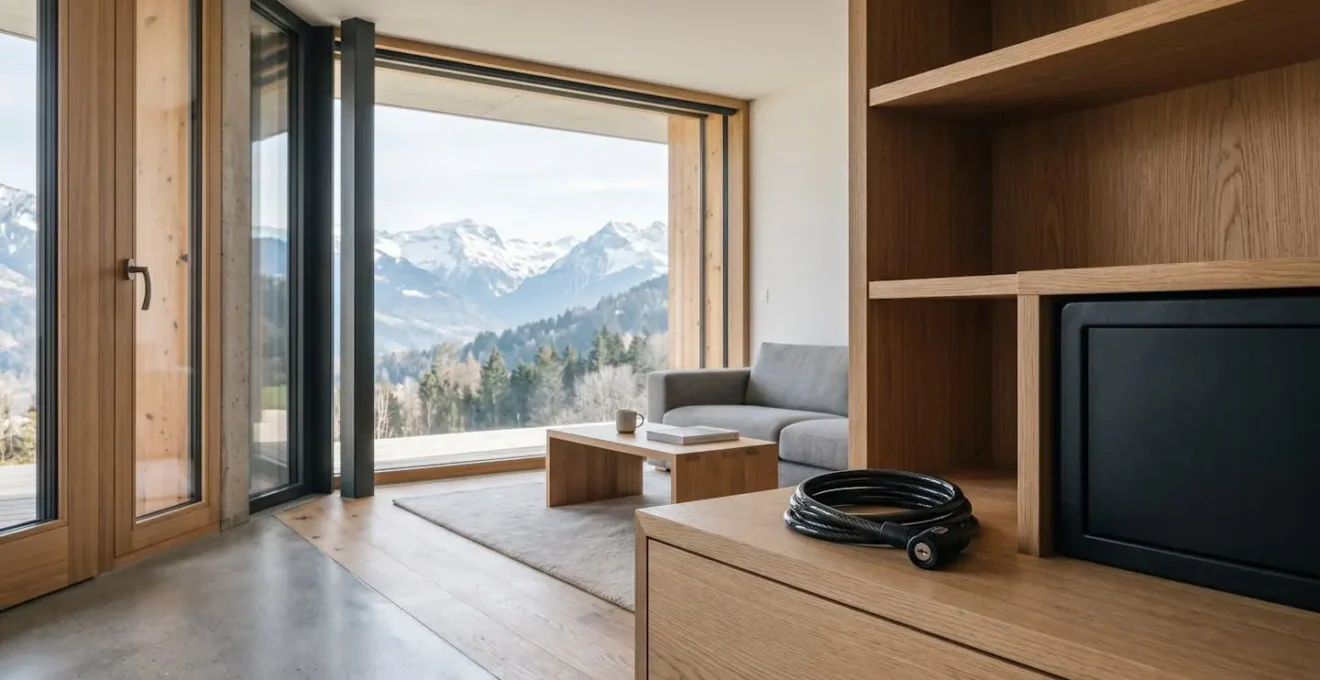 Intérieur suisse moderne protégé contre les risques naturels et le vol